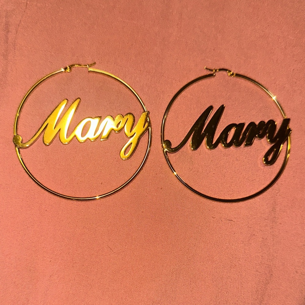 Gold hoops with Mary ANY OF MY FOLLOWERS NAMED MARY?